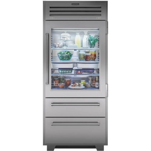 מקרר משולב מקפיא נירוסטה 91 ס"מ עם חלון זכוכית
